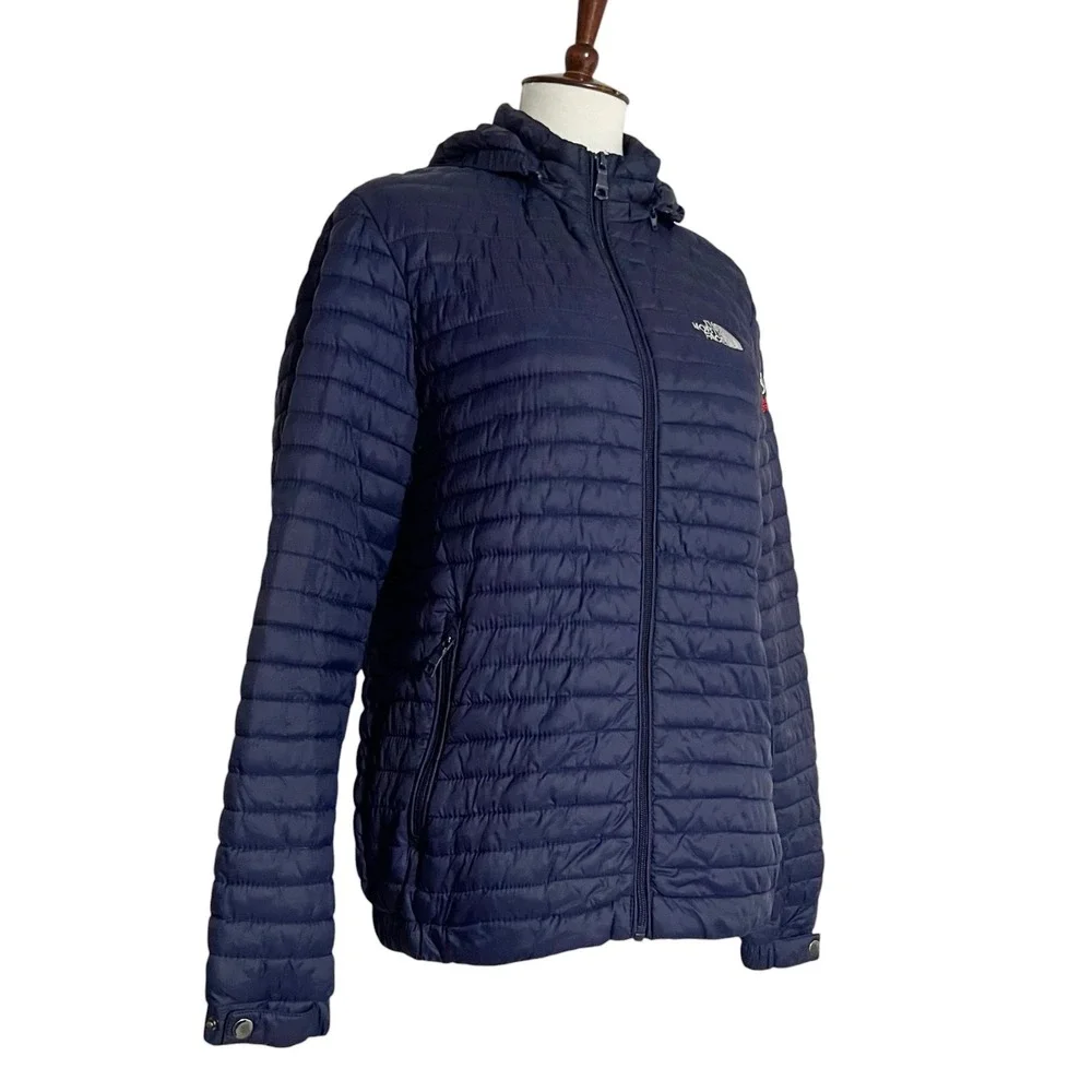 The North Face Summit Series Navy Blue Puffer Jacket Detachable Hood Mens Medium